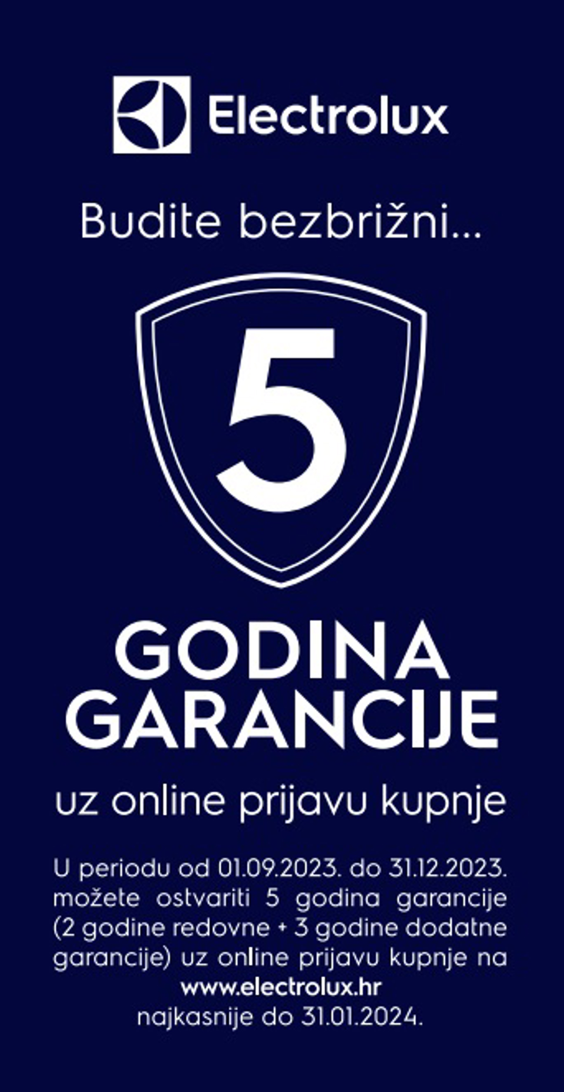 5 godina (2+3) jamstva na Electrolux