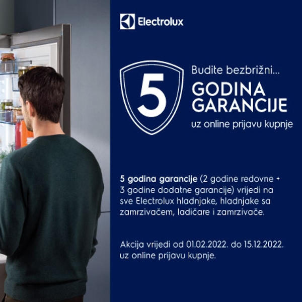 5 godina (2+3) garancije na hladnjake i zamrzivače Electrolux
