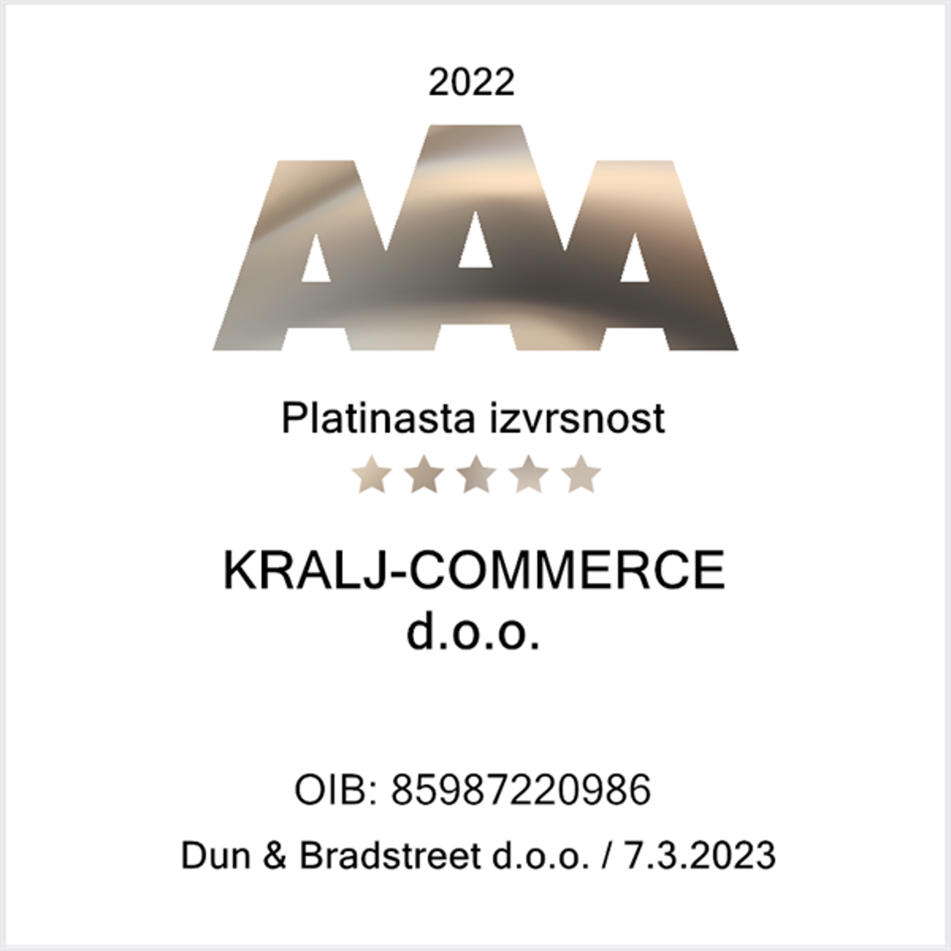 AAA Certifikat izvrsnosti