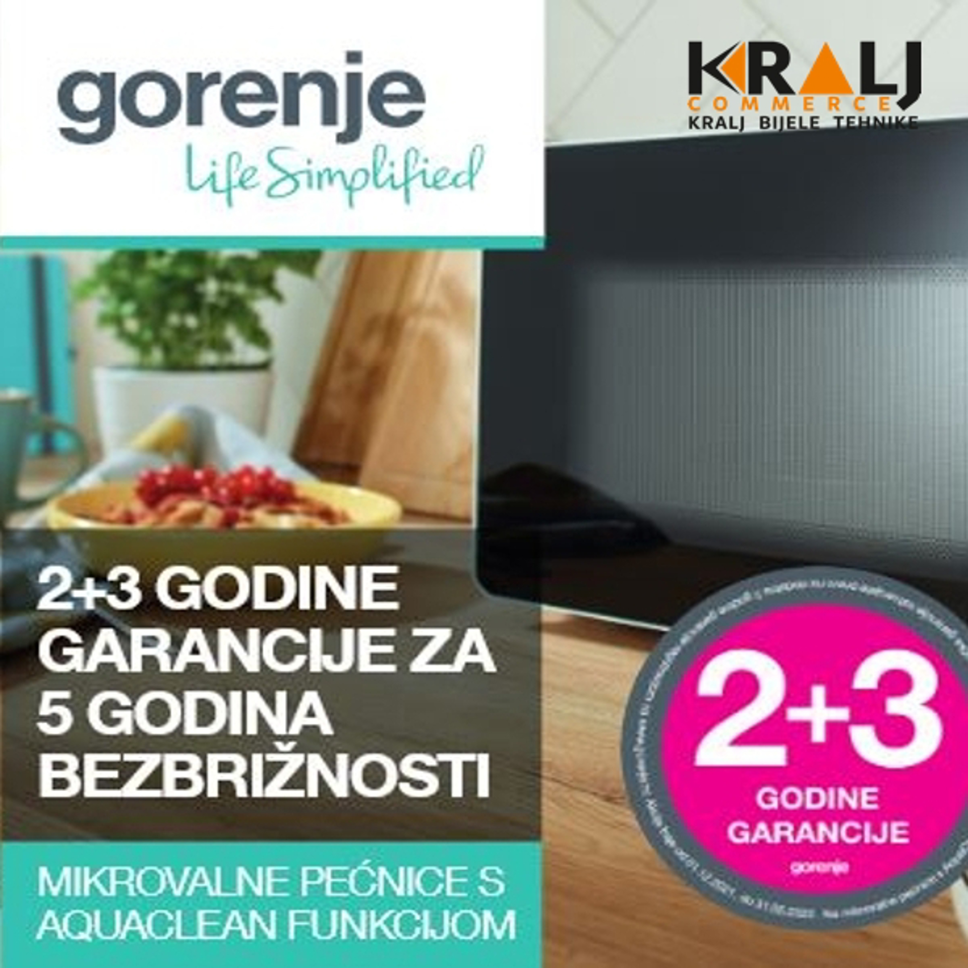 Gorenje mikrovalne pećnice s Aquaclean funkcijom 2+3 godine garancije