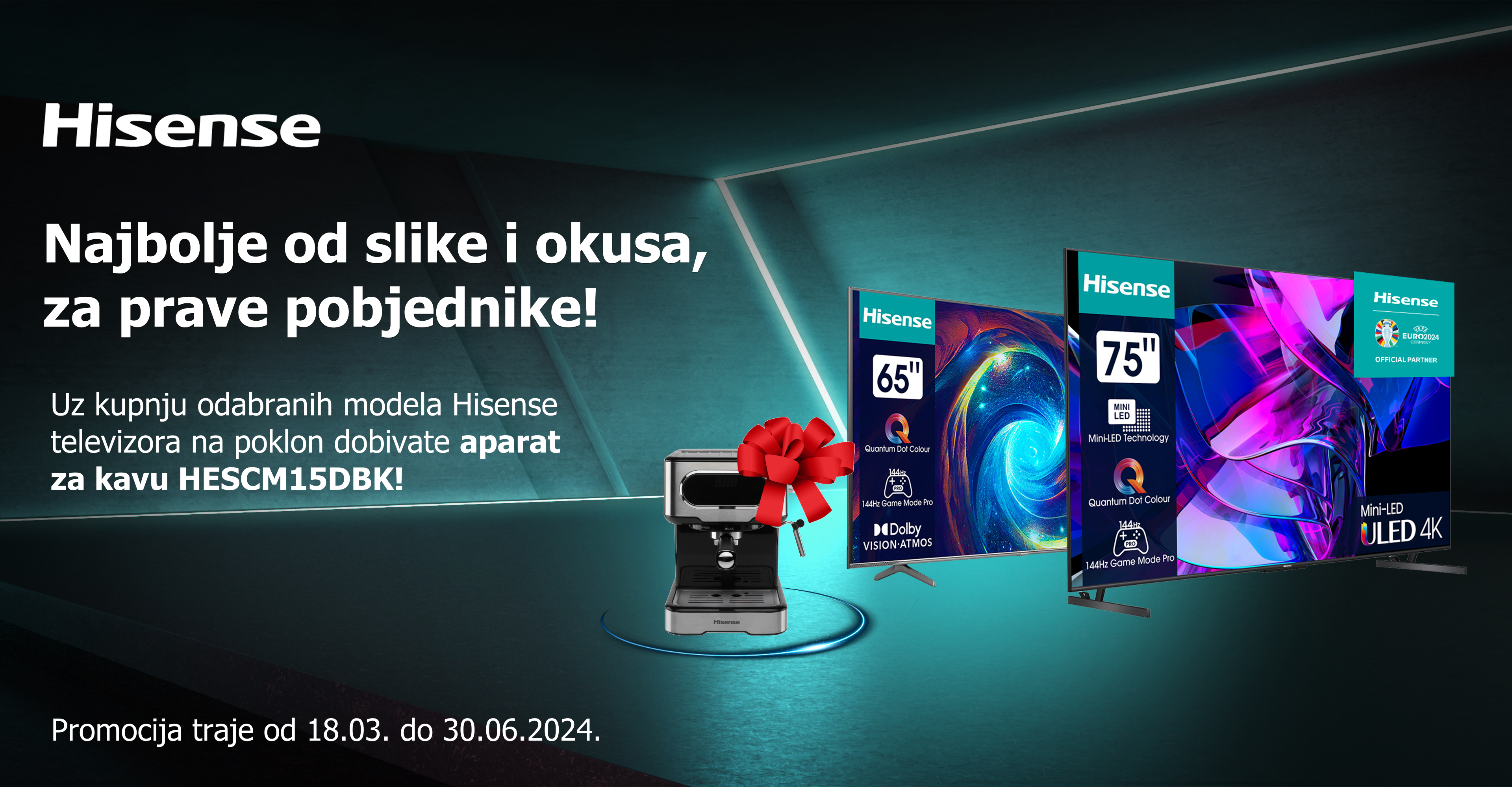 Hisense TV + CM espresso machine