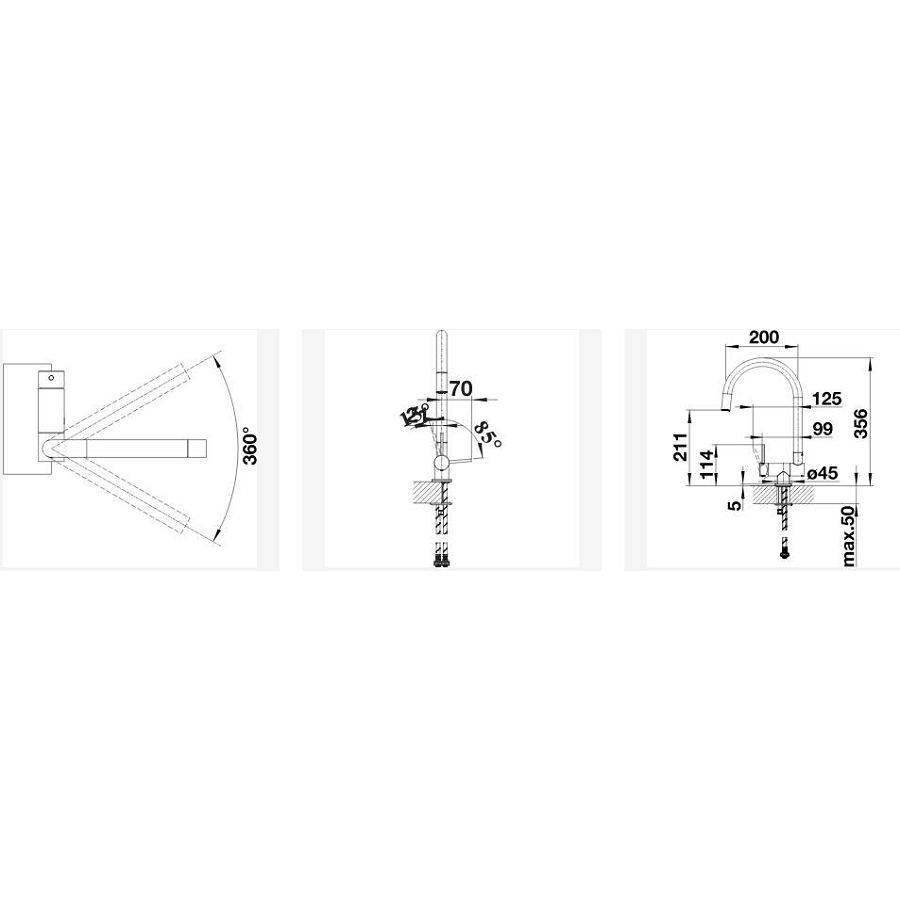 Blanco Coressa-F krom VT, RUČKA DESNO 521543
