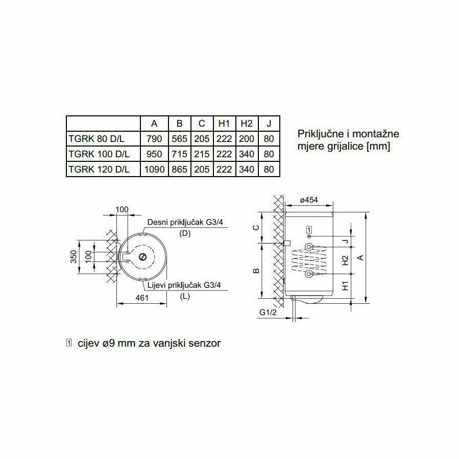 Bojler Gorenje TGRK80RNG desni