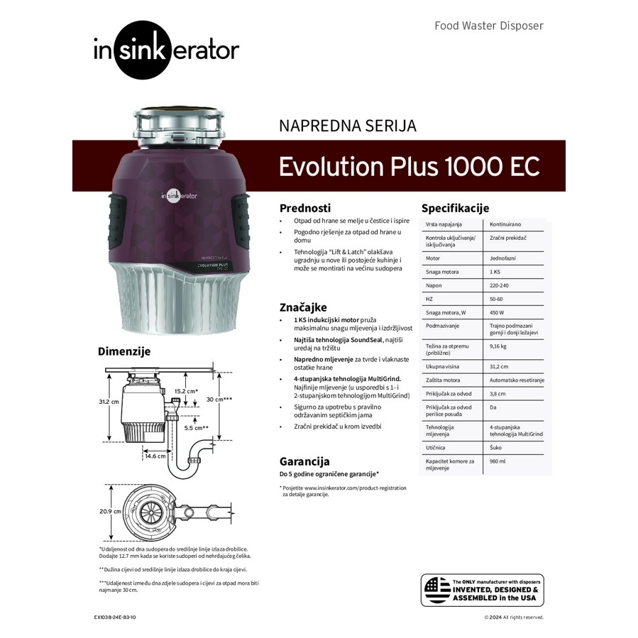 Drobilica otpada In-Sink-Erator Evolution Plus 1000EC