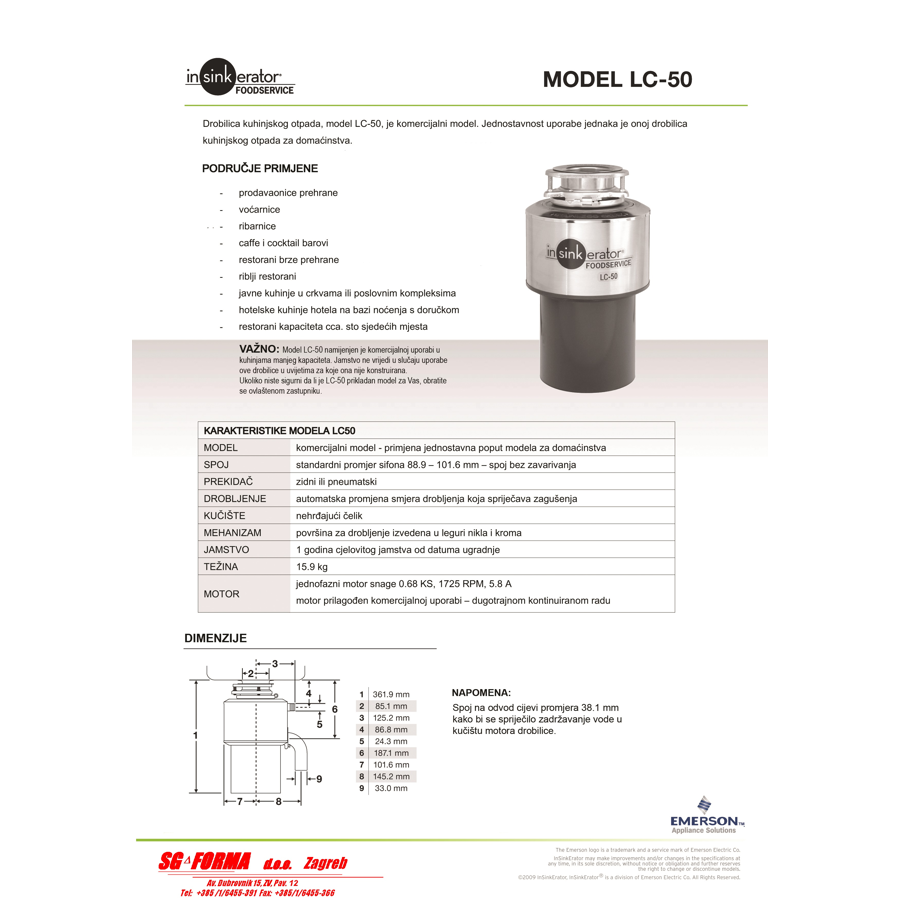 Drobilica otpada In-Sink-Erator LC50 profi