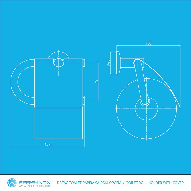 Držač toalet papira Fars-Inox s poklopcem