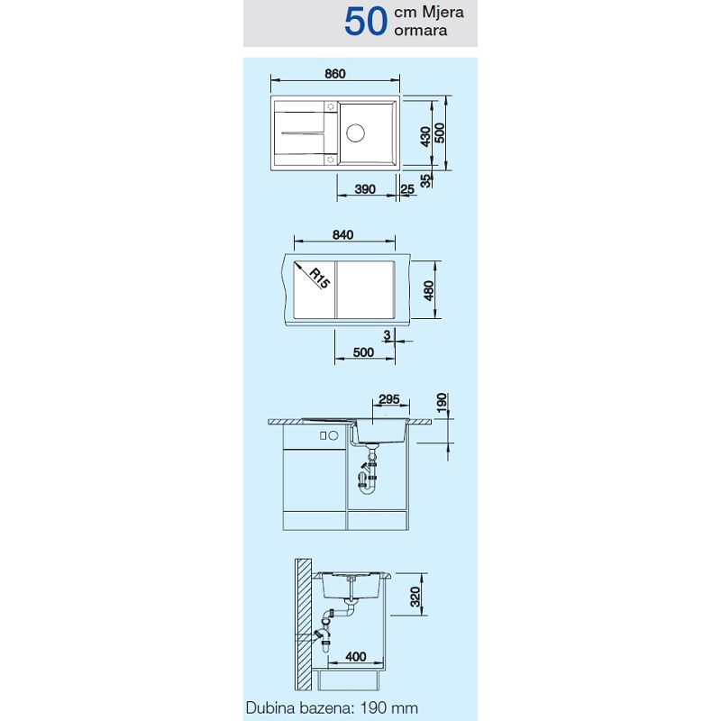 Sudoper BLANCO METRA 5S Silgranit + daljinski