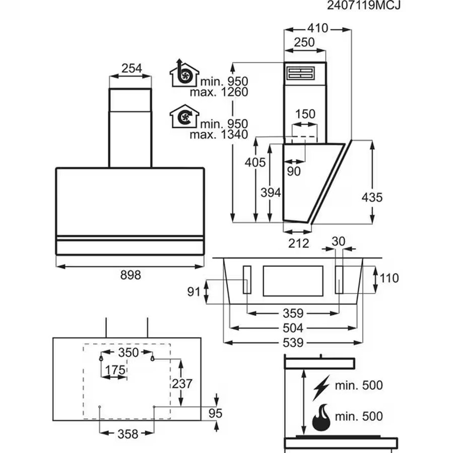 Napa AEG NDV8791CZ H2H MattBlack (760m3h)