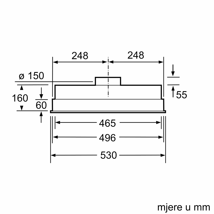Napa Bosch DHL555BM H2H (604m3/h) 38cm dubine