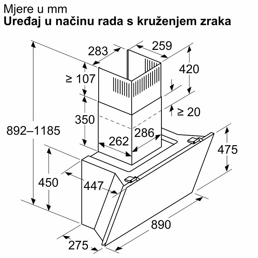 Napa Bosch DWK91LT60 H2H (1007m3/h)