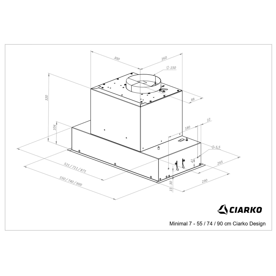 Napa Ciarko Design MINIMAL 7 CDZ607C crna (650m3/h)