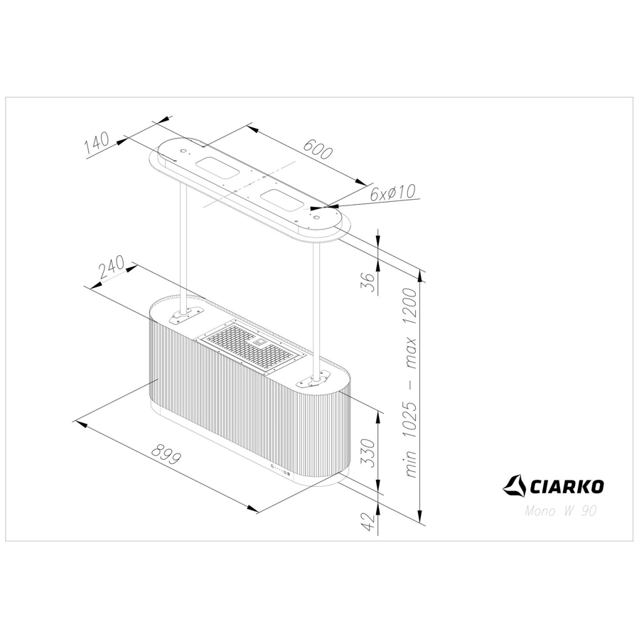 Napa Ciarko Design MONO W CDW9001E ecru (550m3/h)