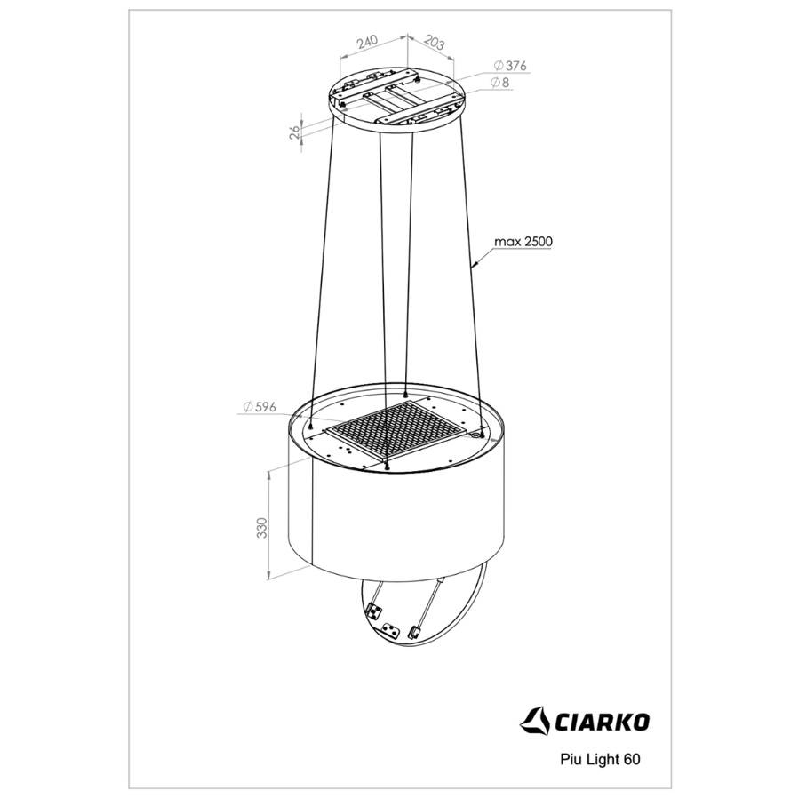 Napa Ciarko Design PUI LIGHT CDW6002E ecru H2H (460m3/h)