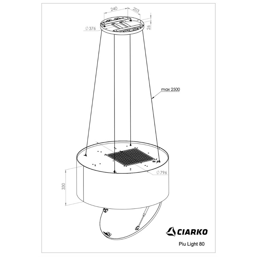 Napa Ciarko Design PUI LIGHT CDW8002E ecru H2H (670m3/h)