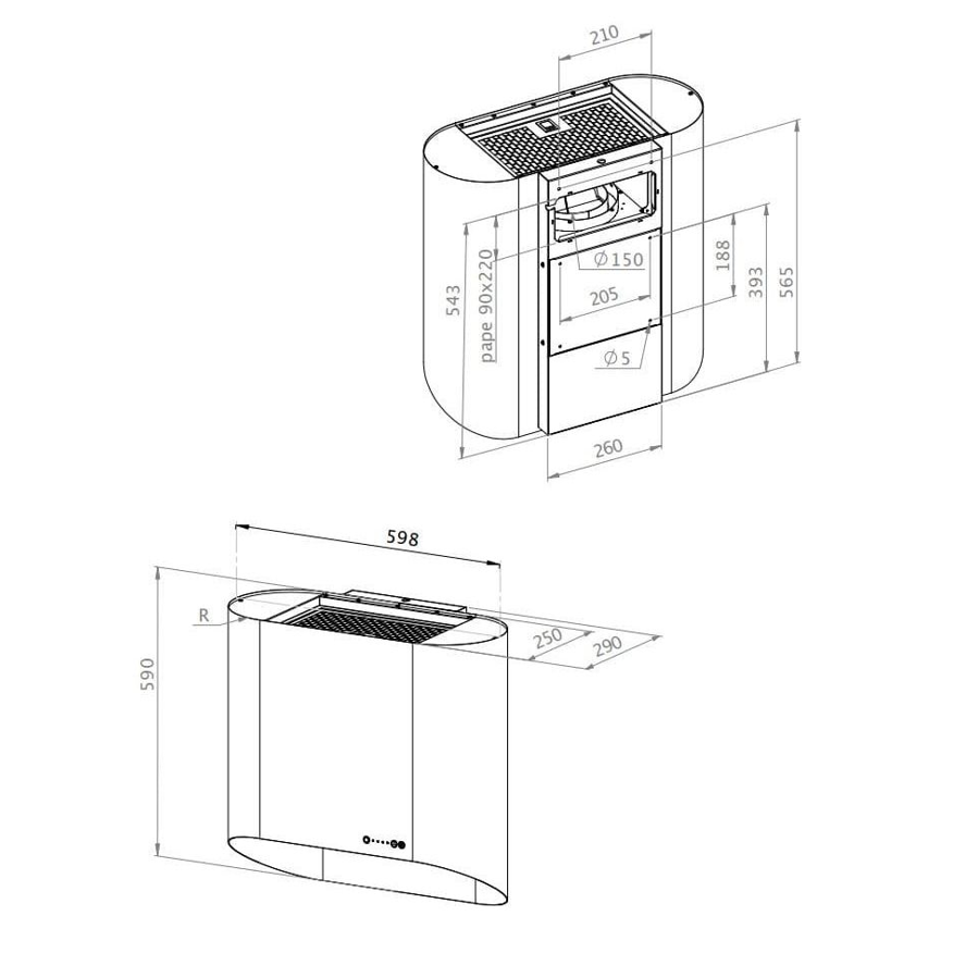Napa Ciarko Design SIMPLE CDP6002I inox/silver (650m3/h)