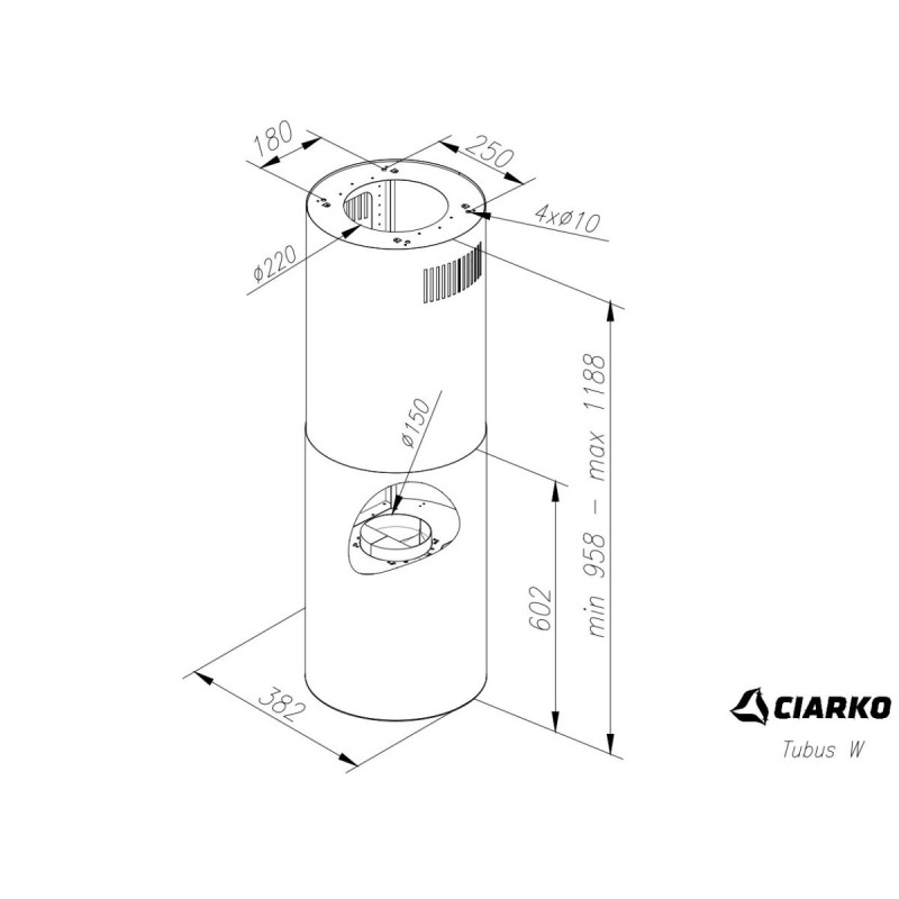 Napa Ciarko Design TUBUS W CDW3801GS gold steel (670m3/h)