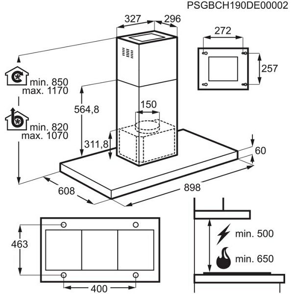 Napa Electrolux EFI739X H2H (740m3/h)