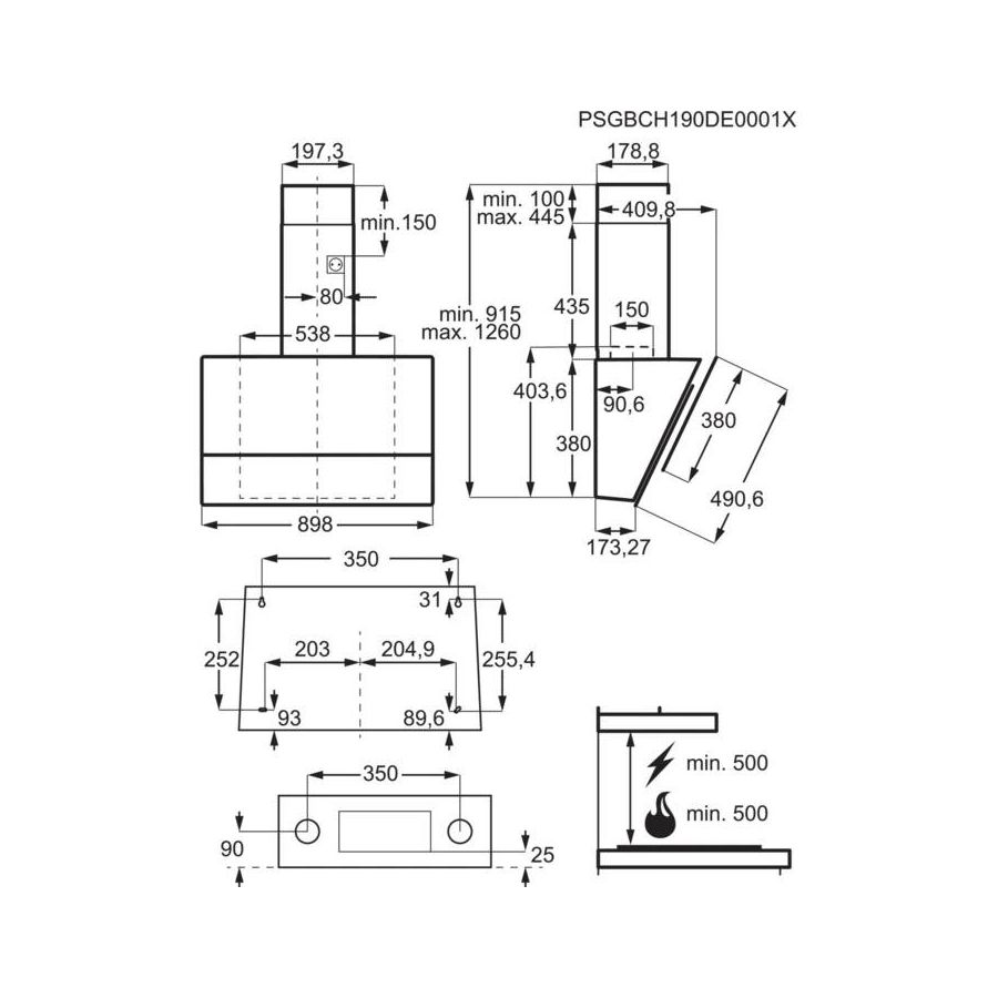 Napa Electrolux LFV619R H2H MatBlack (700m3/h)