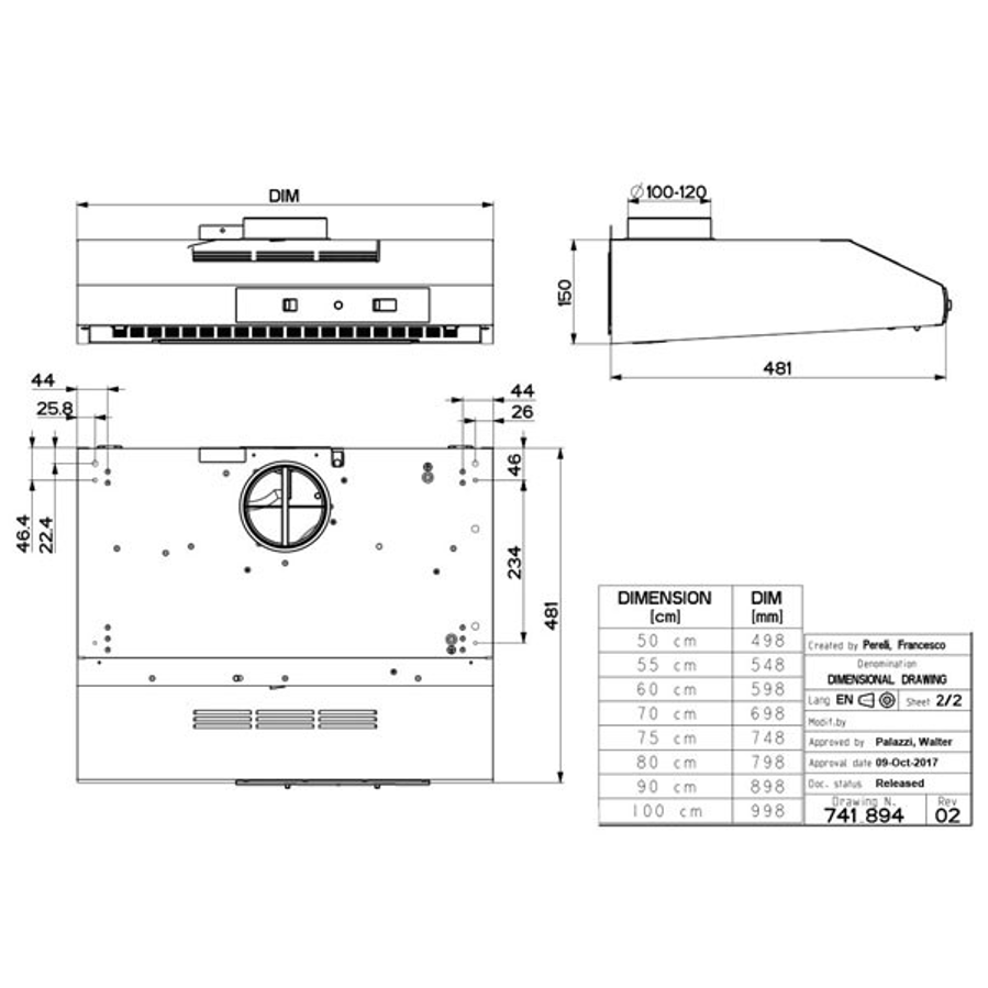 Napa Faber 741 BASE X A50 (295m3/h) 300.0557.501