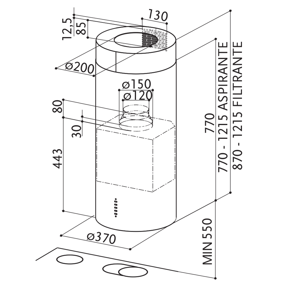 Napa Faber Cylindra Isola Evo Plus BK Matt A37 335.0572.104