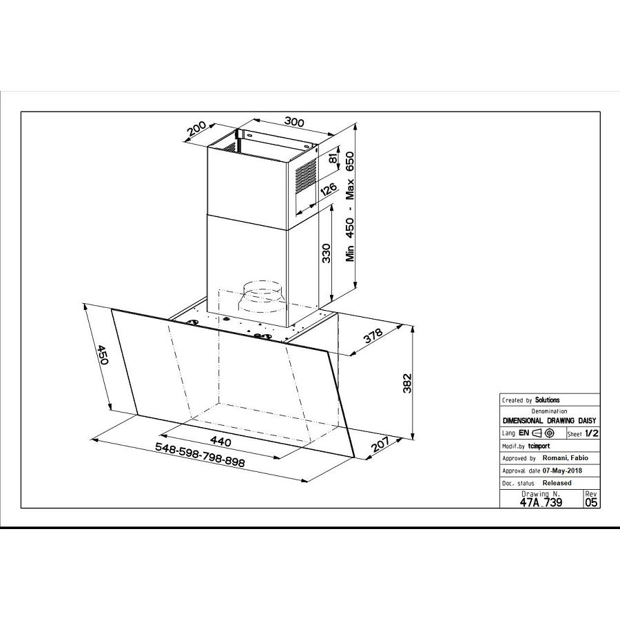 Napa Faber Daisy + BK A55 (720m3/h) 330.0612.373