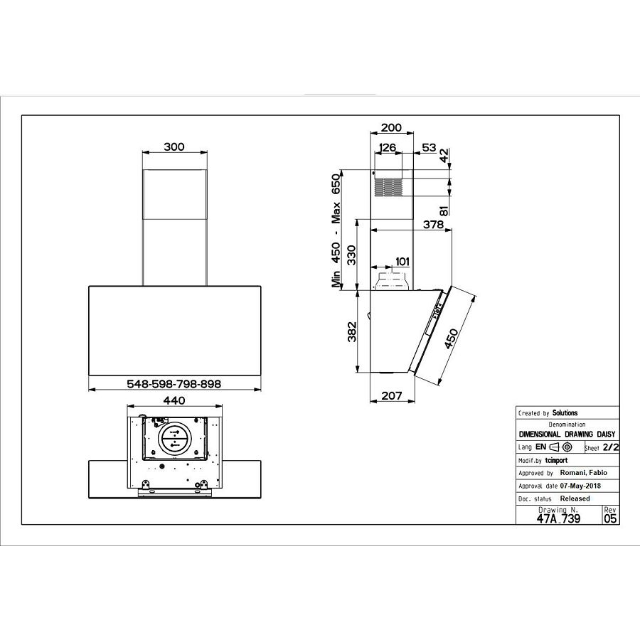 Napa Faber Daisy + BK A55 (720m3/h) 330.0612.373