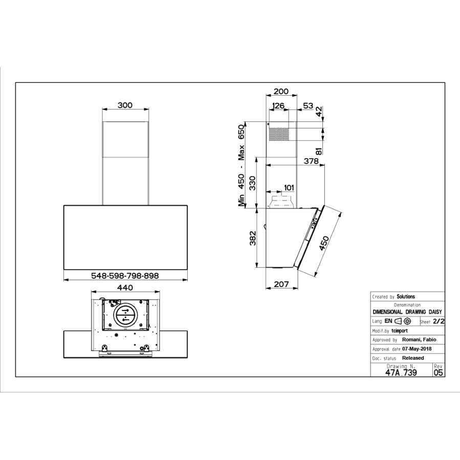 Napa Faber Daisy + WH A55 (770m3/h) 330.0612.375