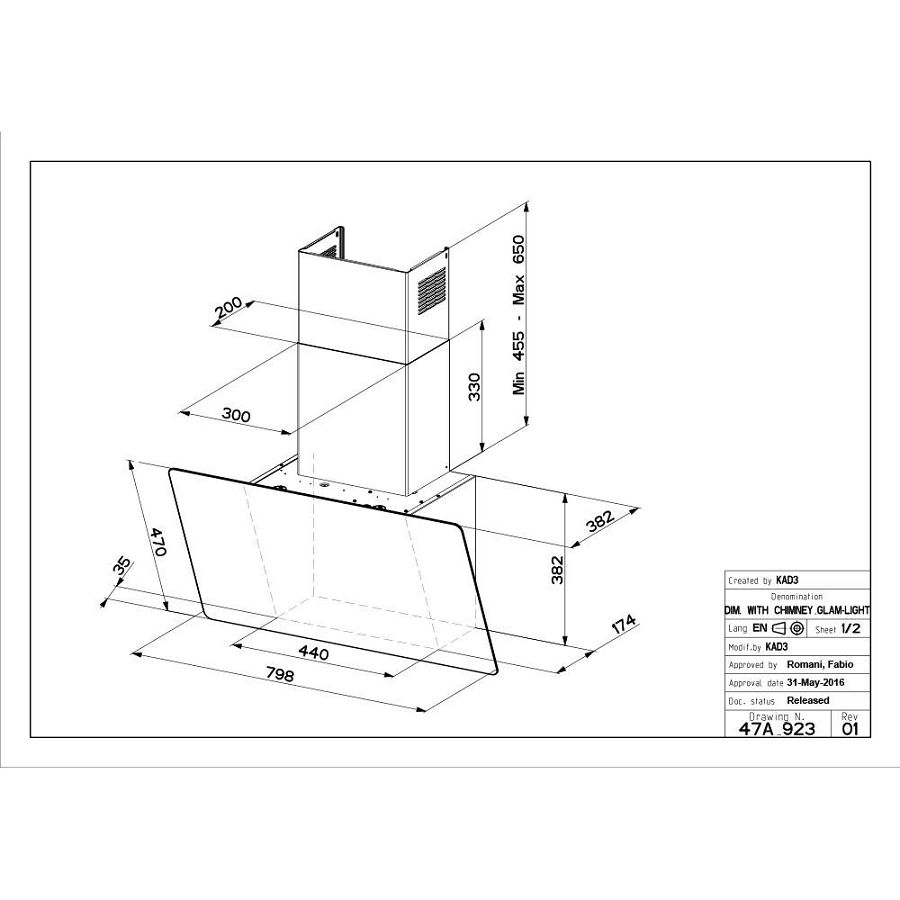 Napa Faber Glam-Light Zero Drip Plus BK M A80 330.0615.735
