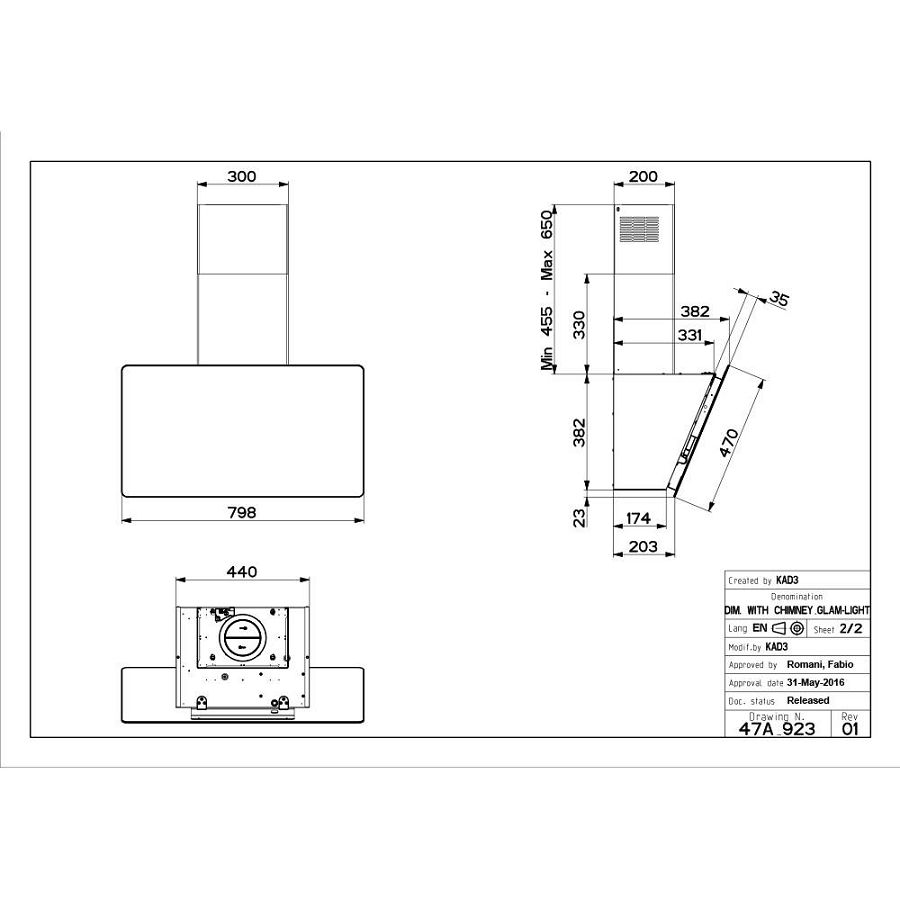 Napa Faber Glam-Light Zero Drip Plus BK M A80 330.0615.735