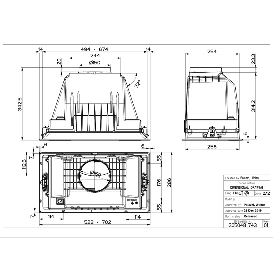 Napa Faber Inka Lux Smart EV8 BK A52 (690m3/h) 305.0752.009