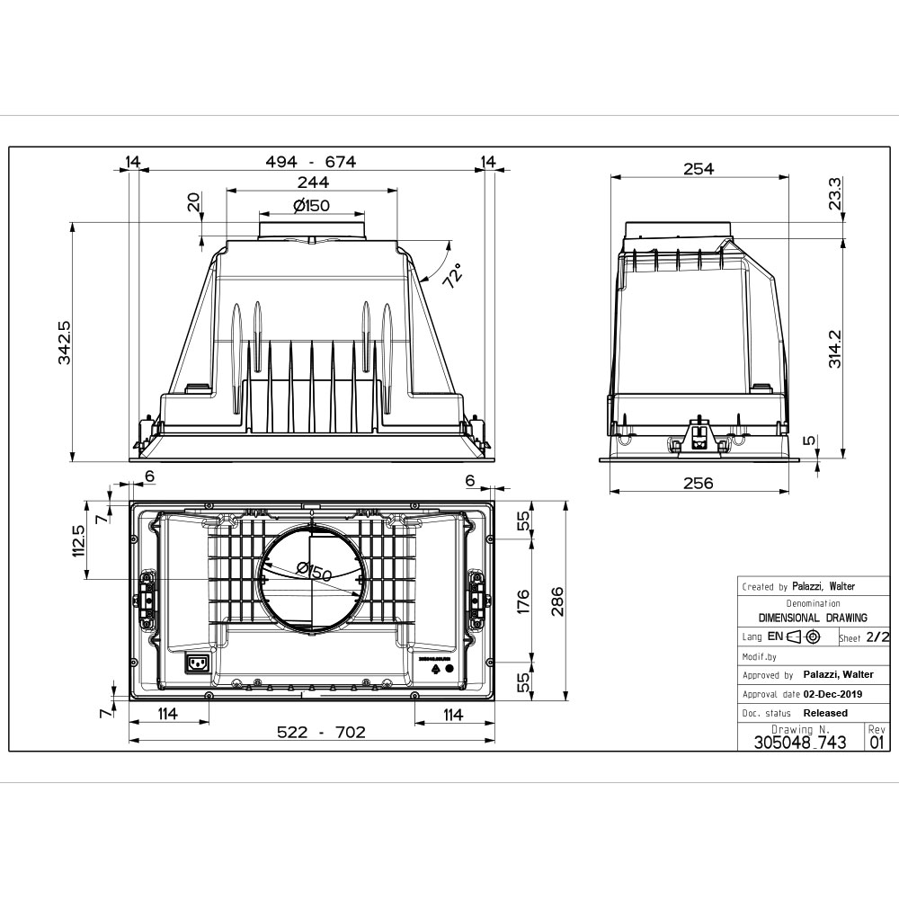 Napa Faber Inka Plus HC BK A70 (590m3/h) 305.0751.362