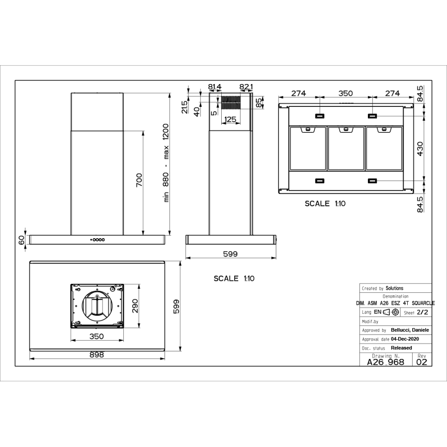 Napa Faber Stilo Comfort Isola X A90 (710m3/h) 325.0618.738