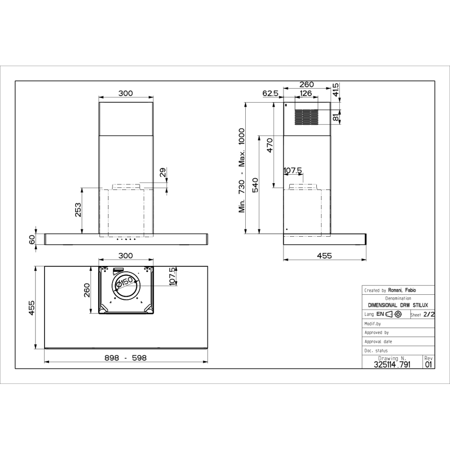 Napa Faber Stilo Glass Smart X/V A90 (710m3/h) 325.0617.016