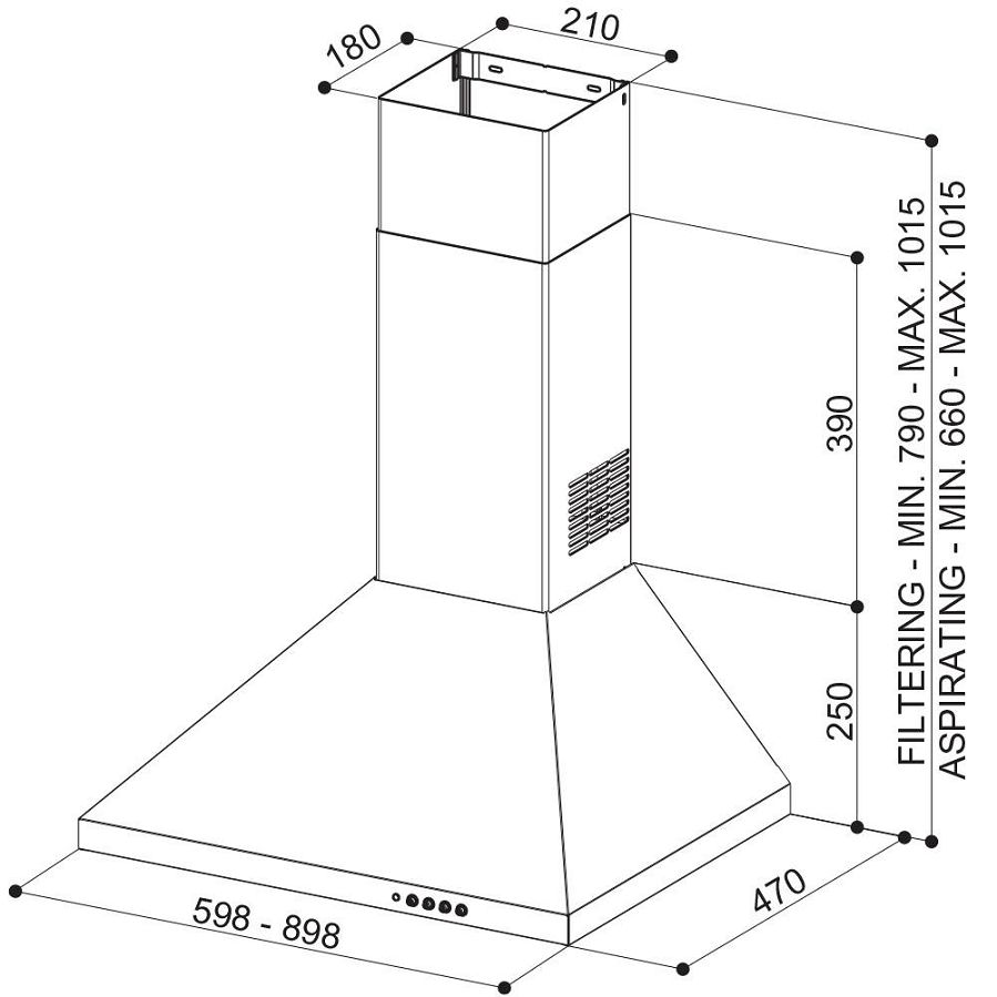 Napa Faber Strip Smart PB BK A90 (400m3/h) 320.0685.191
