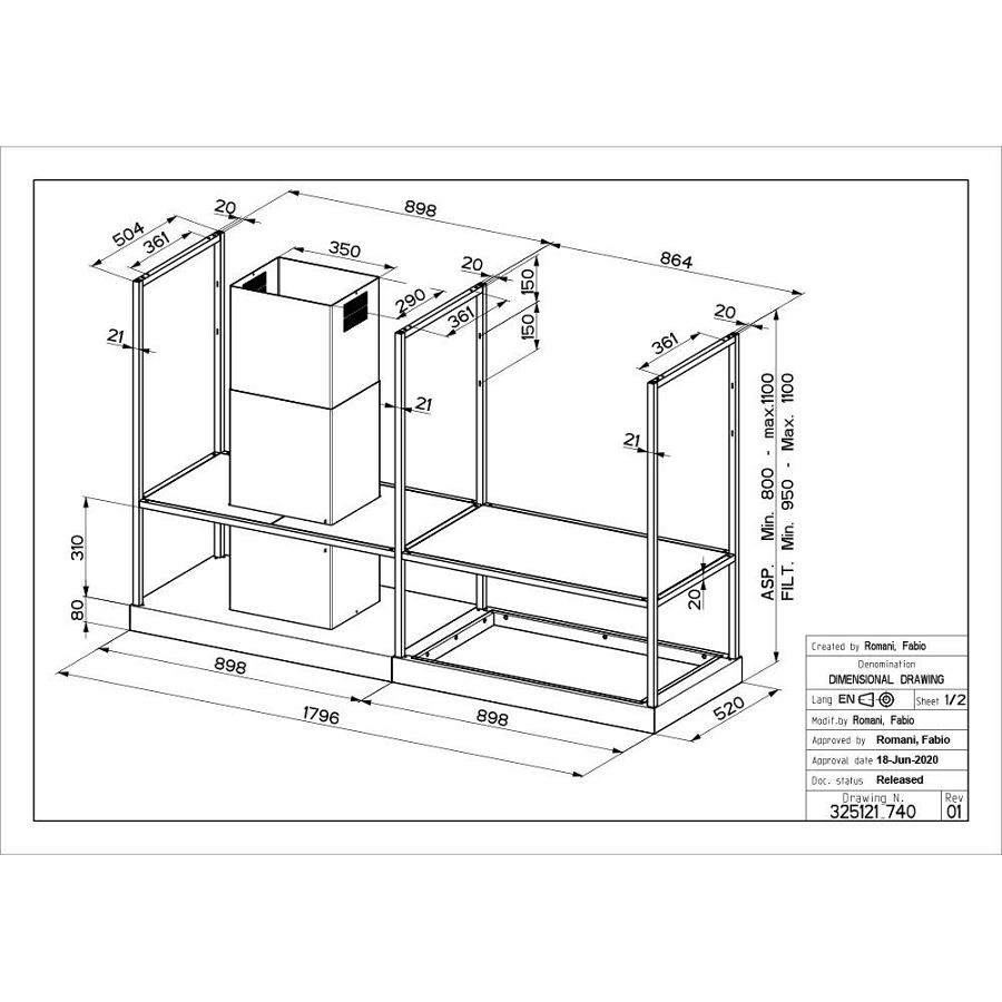 Napa Faber T-Shelf EV8 BK Matt A180 325.0606.131