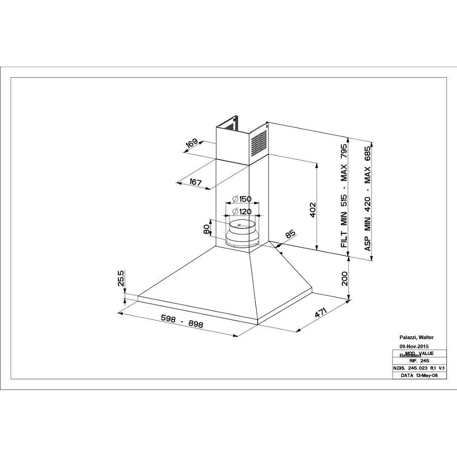 Napa Faber Value PB BK A90 (430m3/h) 320.0557.544