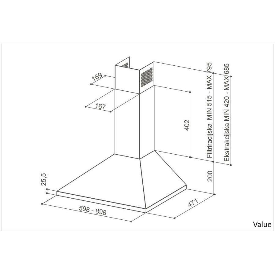 Napa Faber Value SL X A90 (370m3/h) 320.0557.534