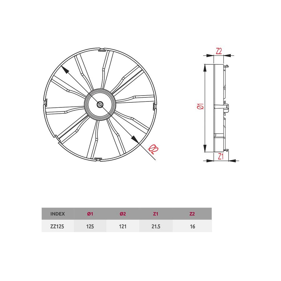 Nepovratni ventil za ventilator Awenta ZZ125