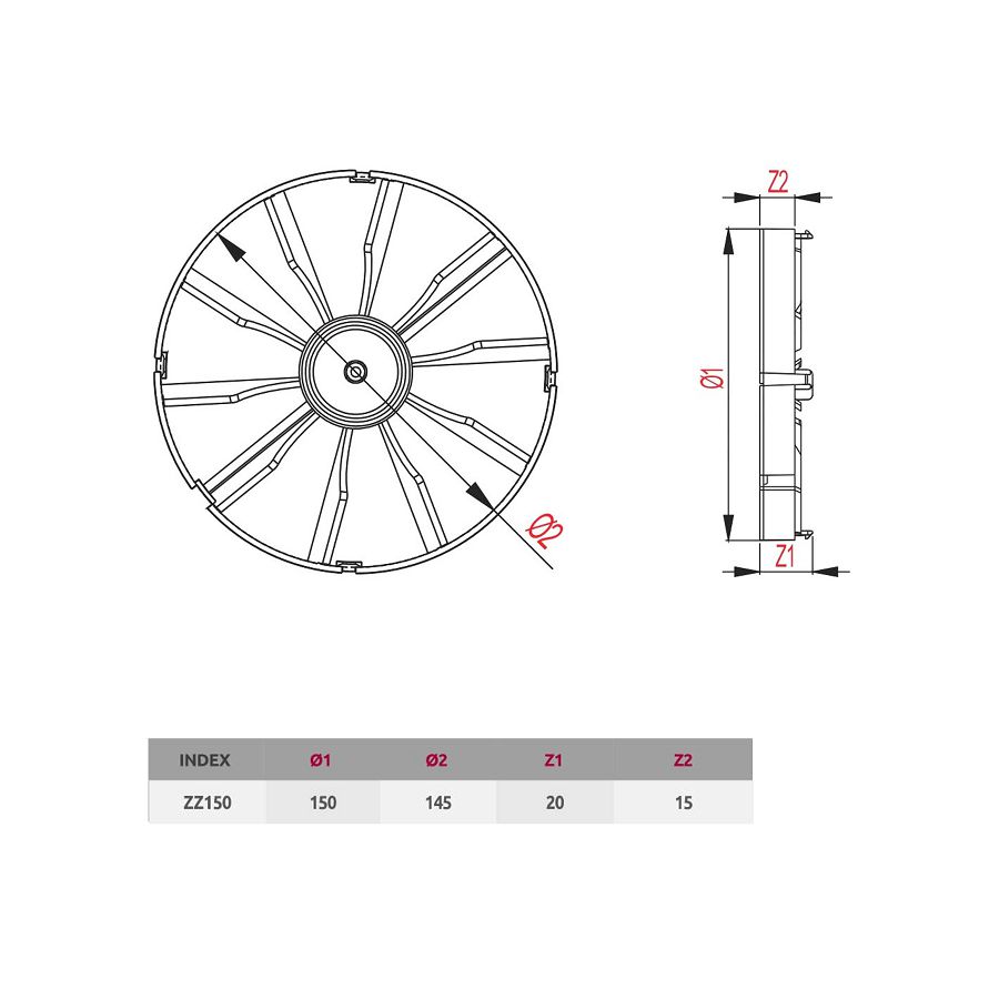 Nepovratni ventil za ventilator Awenta ZZ150