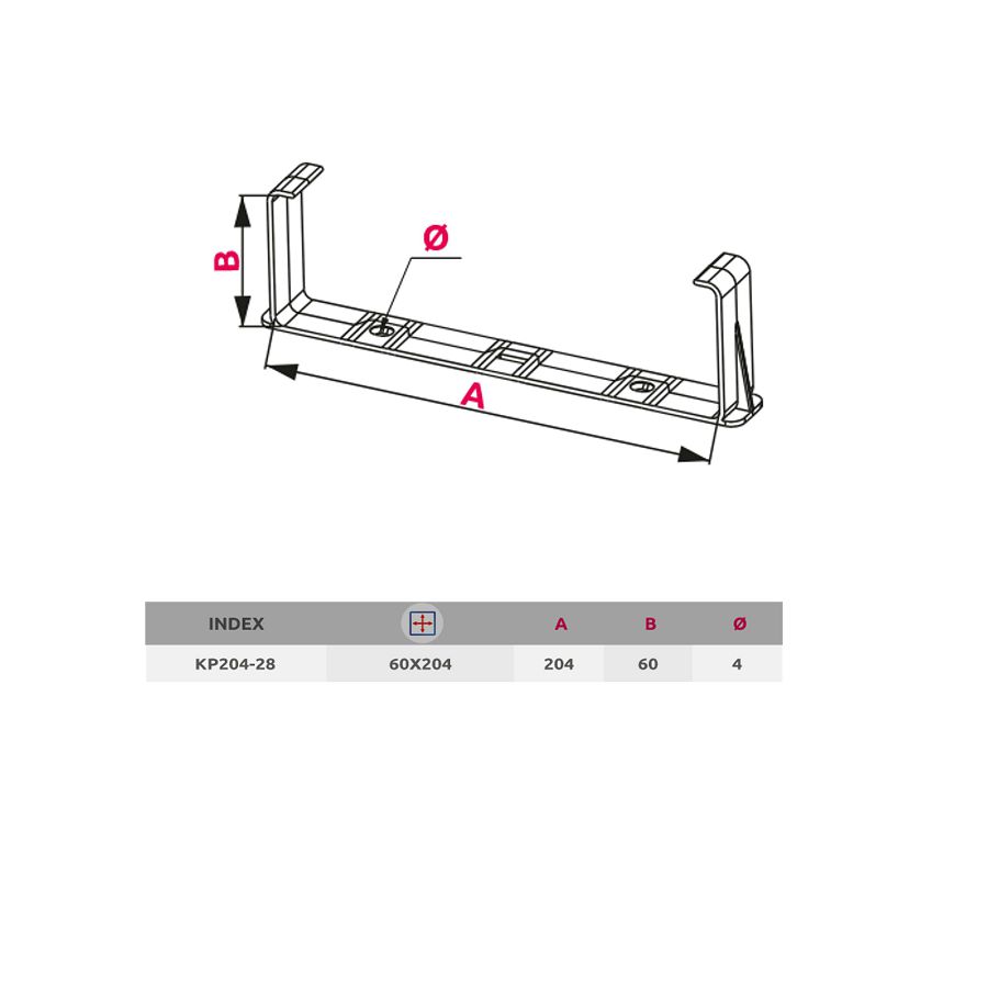 Nosač kanala Awenta KP204-28 60x204mm