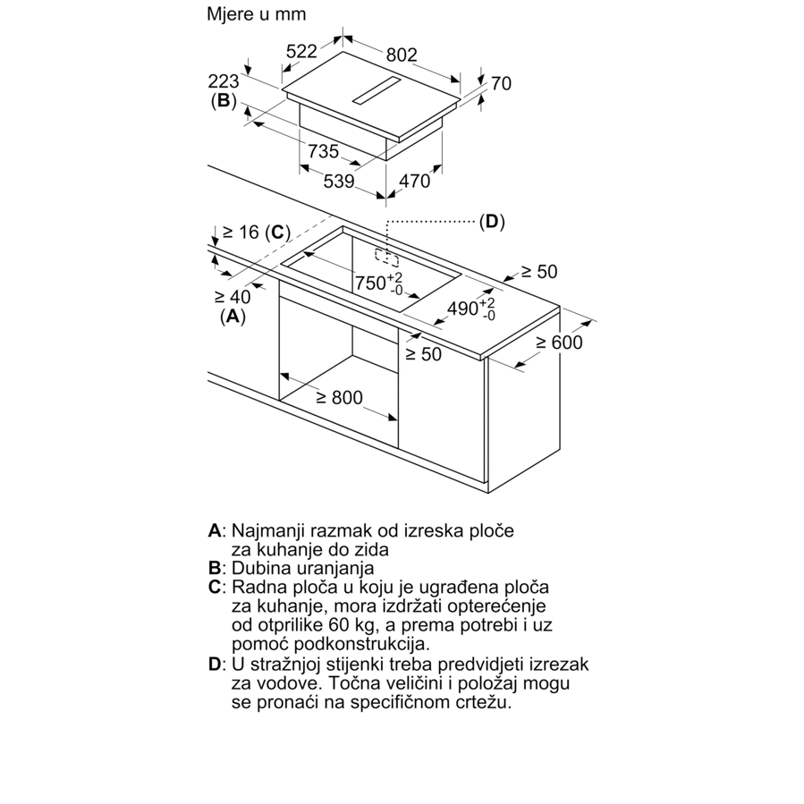 Ploča s napom Bosch PXL811H26E WiFi (622m3/h)