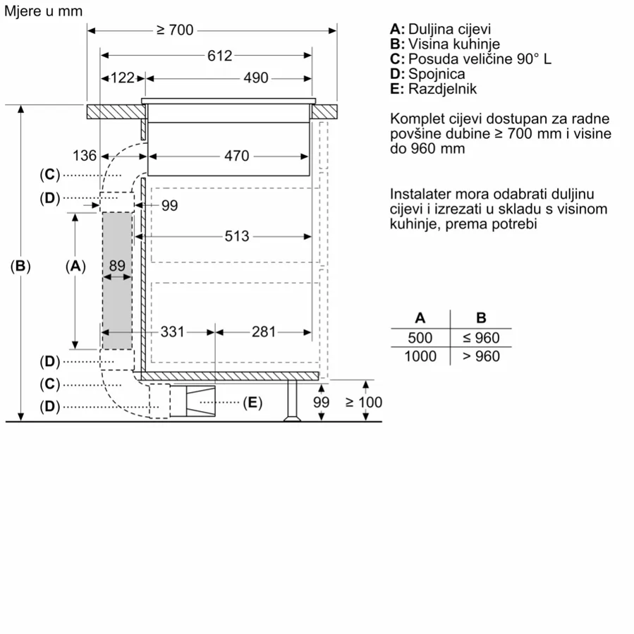 Ploča s napom Bosch PXL811H26E WiFi (622m3/h)