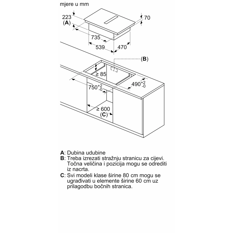 Ploča s napom Bosch PXL811H26E WiFi (622m3/h)