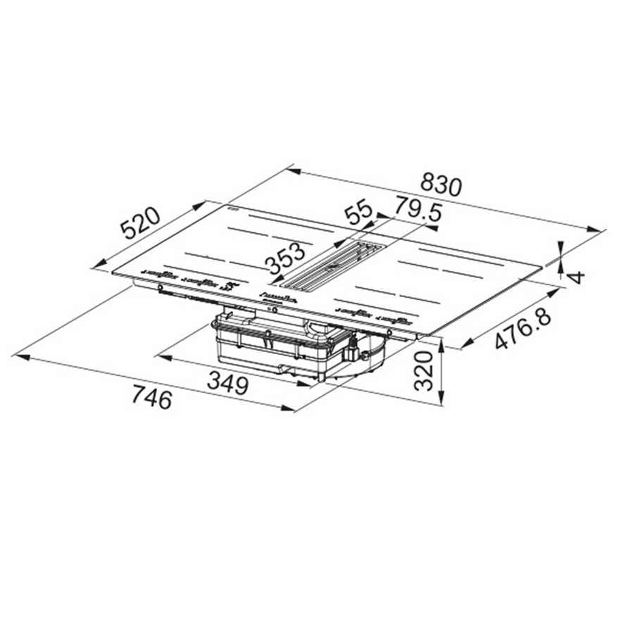 Ploča s napom Faber Galileo Bold A830 (630m3/h) 340.0708.973