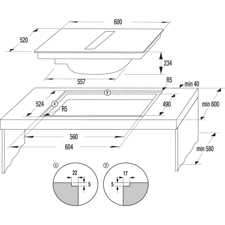 Ploča s napom Gorenje GEH6432BSCWF WiFi (627m3/h)