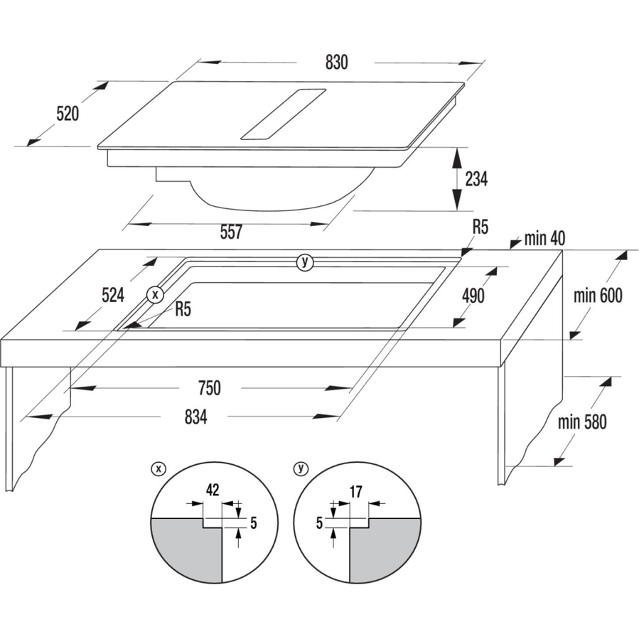 Ploča s napom Gorenje GEH8432BSCWF WiFi (627m3/h)
