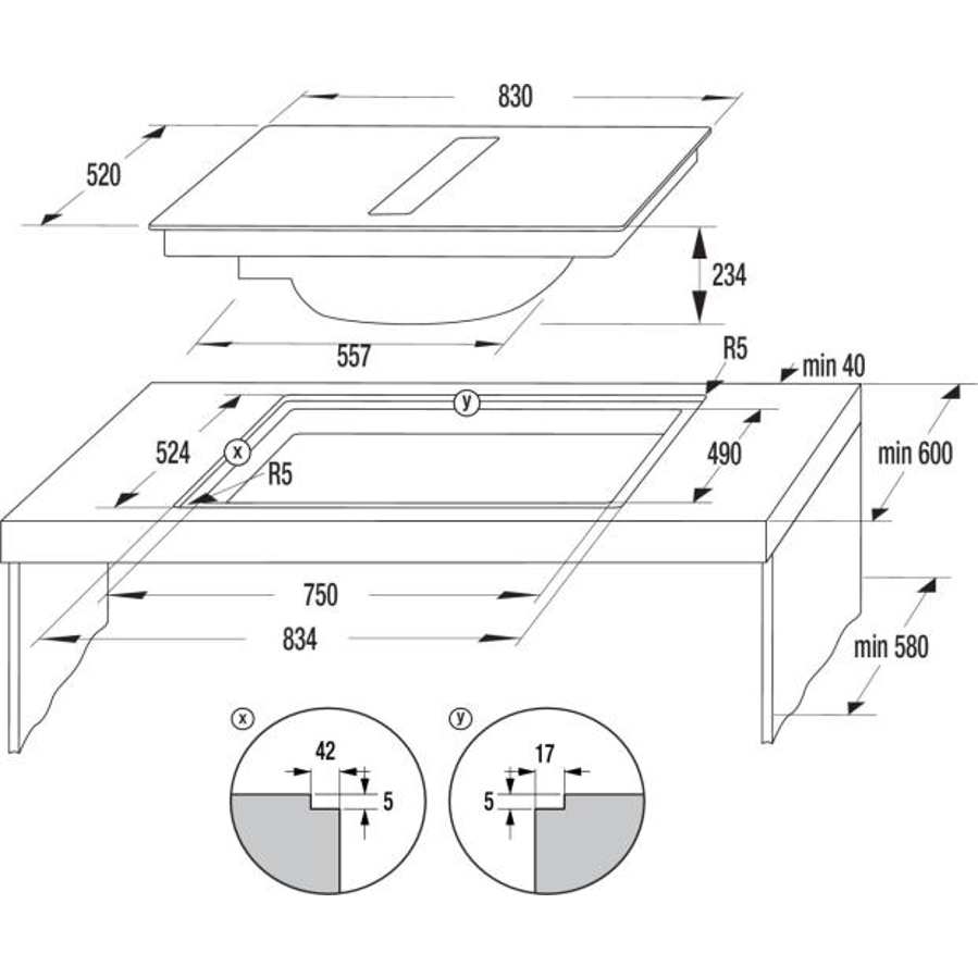 Ploča s napom Hisense HEH8443BSCWF1 (611m3/h) WiFi