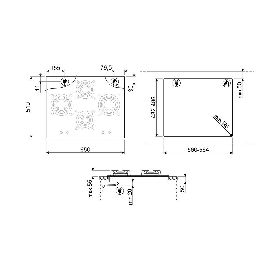 Ploča Smeg PV664LCNR