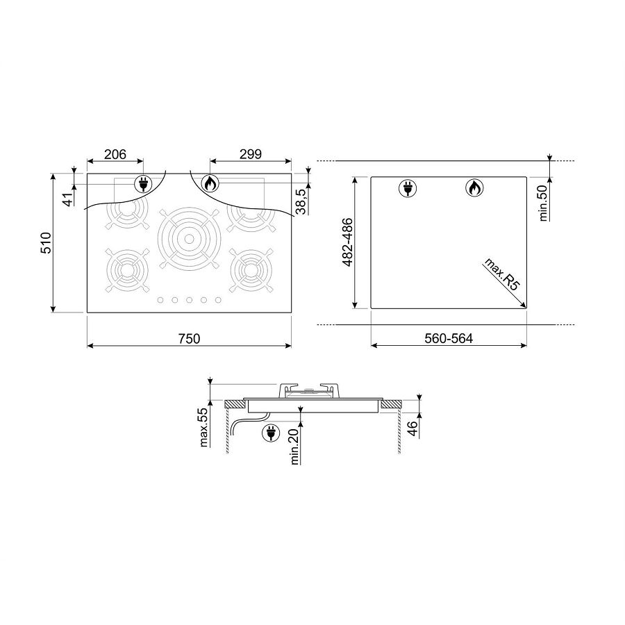 Ploča Smeg PV675CNR