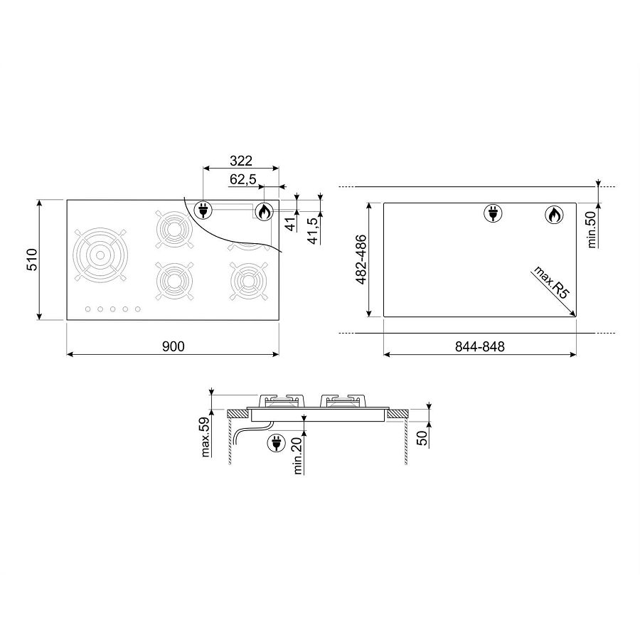 Ploča Smeg PV695LCNR